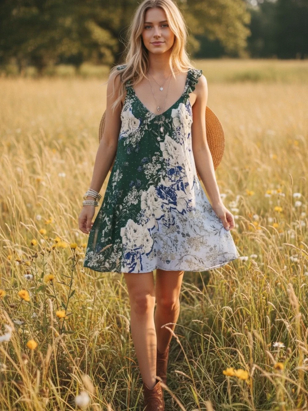 Free People Floral Mini Dress Women's Size S Boho Chic